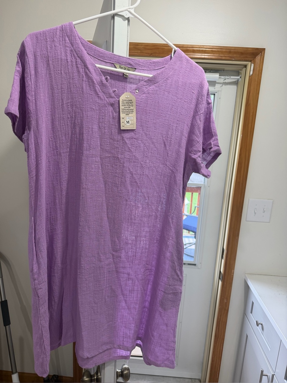 Yak & yeti Lightweight Lavender Short Sleeve Tunic Dress